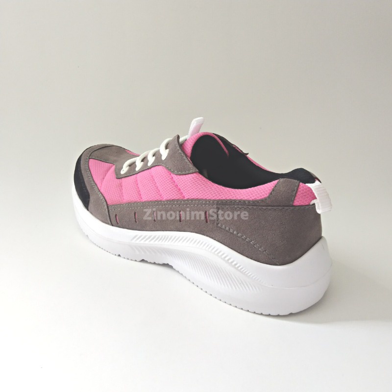 Zinonim Store Safety Shoes Wanita Sporty Abu Pink