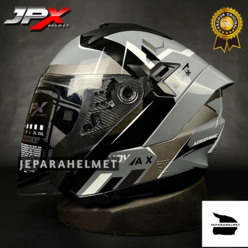 Helm JPX Nova X Motif N4 Vero Double Visor Viral | JPX Nova-X Half Face Double Visor Motif N4 Vero O