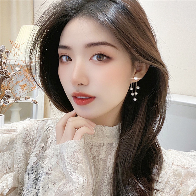 Pesona Mode Baru Isi Anting Mutiara Kristal Berlian Anting Rumbai Wanita Gadis