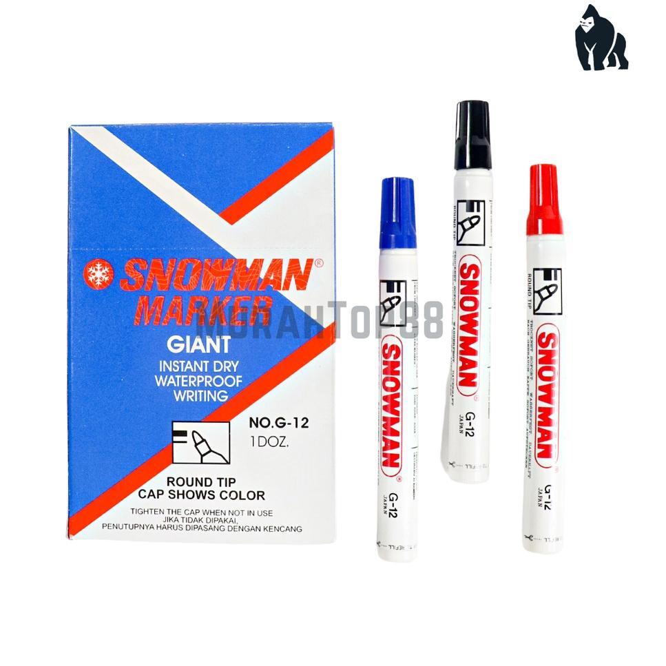 

(L3)E✪) Snowman Permanent Marker G-12 / Spidol Permanen Tidak Bisa Dihapus Hitam Merah Biru / 100% Original [PER PCS] langsung kirim