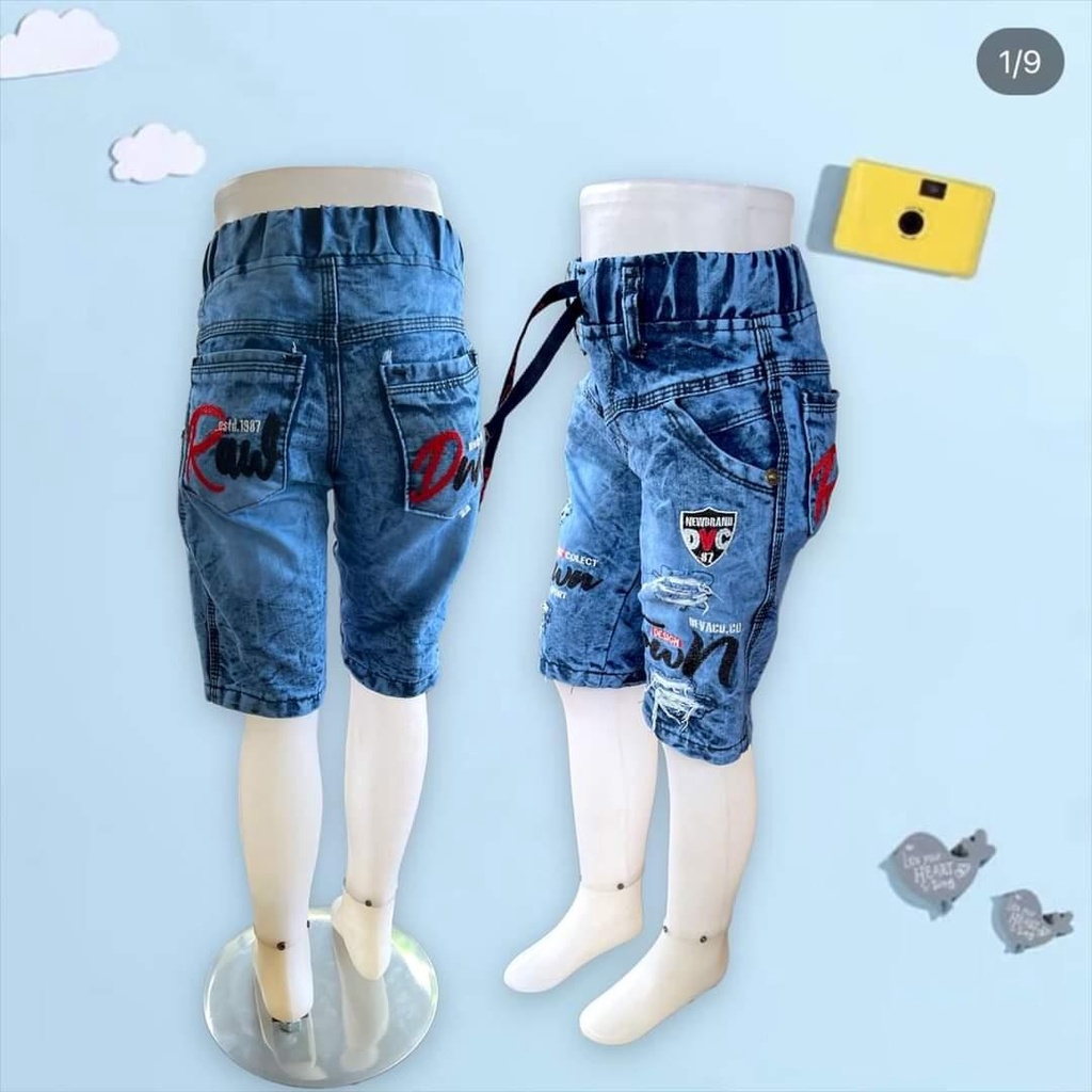 Celan Jeans pendek anak laki-laki bahan denim usia 3 sampai 12 tahun