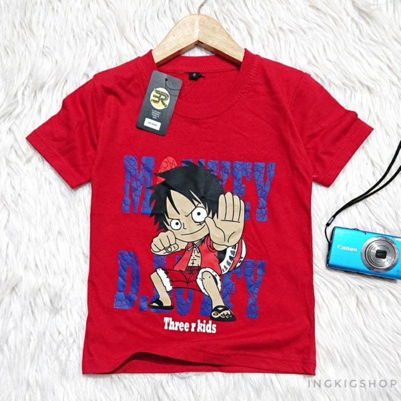 Atasan Baju Kaos Anak Laki Laki One Piece Monkey D'Luffy Original Cotton 30s Ingkigs Kids Fahion Style