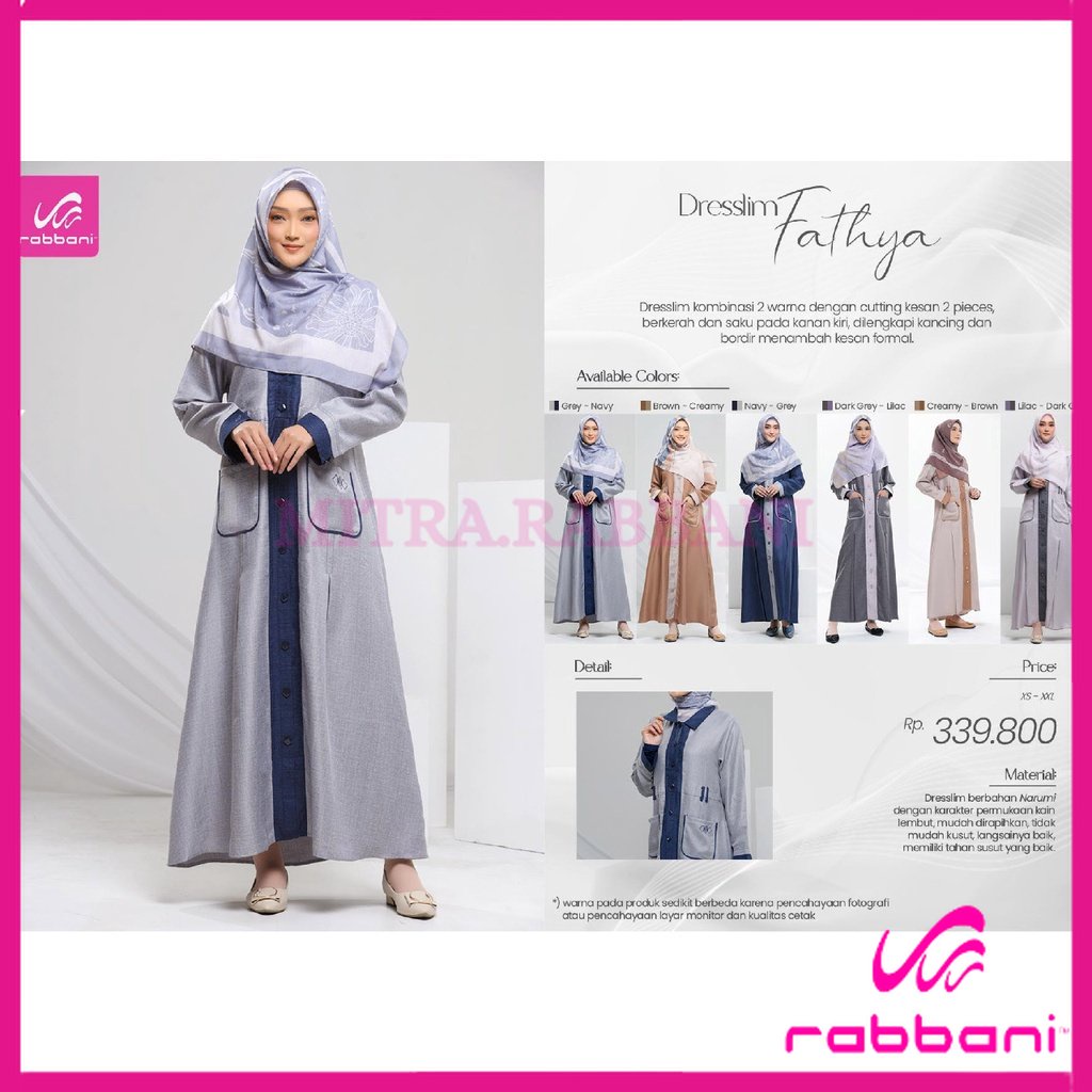 DISKON RABBANI ORI - Rabbani - Dresslim Fathya / Gamis Dresslim Rabbani Terbaru Mitra Rabbani