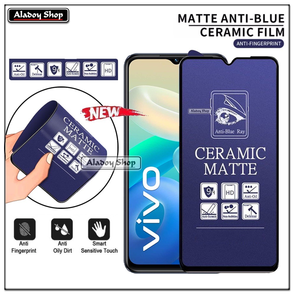 PAKET 3IN1 Anti Gores Blue Matte Anti Glare Vivo Y55 5G/Y75 5G + Tempered Glass Camera dan Skin Carbon