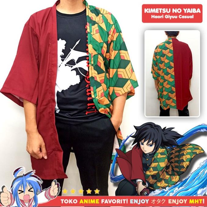 JUALJUAL Haori Anime - Loose Kimono Kimetsu no Yaiba - Giyuu Tomioka Style