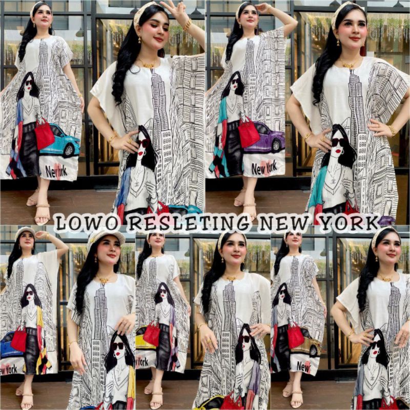 daster kelelawar jumbo motif newyork dres busui resleting depan harga murah wanita kekinian b