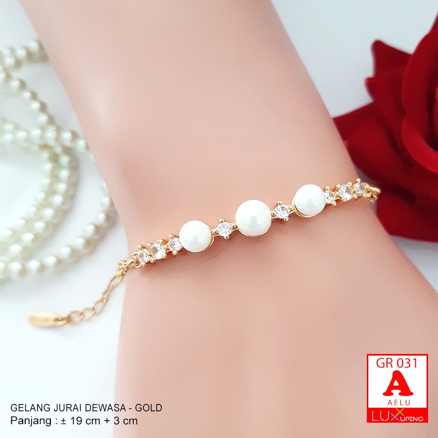 GR 031 Gelang Tangan Wanita Dewasa Gelang Jurai Mutiara Perhiasan Wanita Lapis Emas Imitasi Pearl Bracelet Gelang Charm Mutsin Luxx Xuping