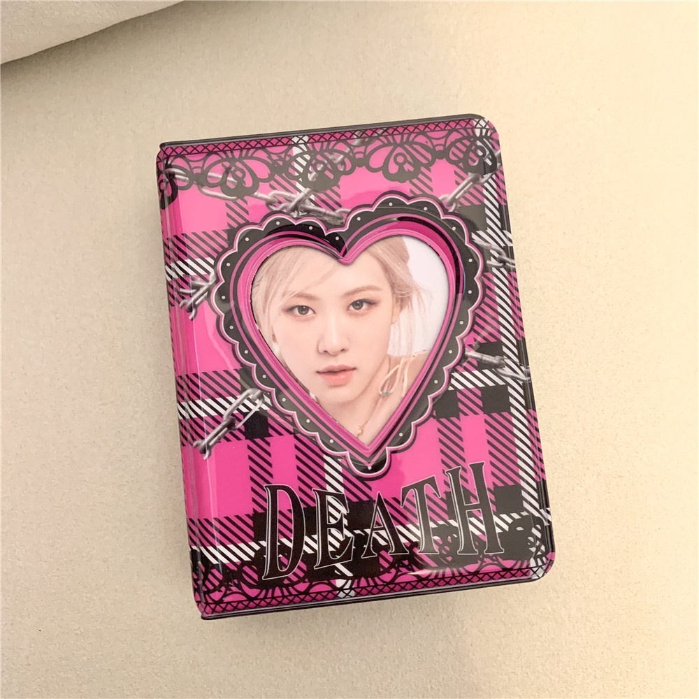 In Hitam Bulu 3 Inci Album Foto Renda 40 Kantong Bahan PVC Penyimpanan Kartu untuk Kpop Idol Pas Foto Pemegang Koleksi Buku