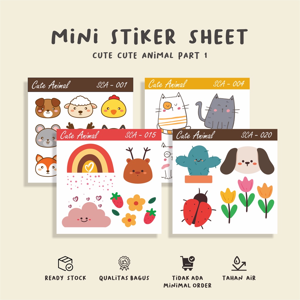 

( 10 pcs ) Mini stiekr Sheet/CUTE ANIMAL/murah/label jurnal buku/scrapbook