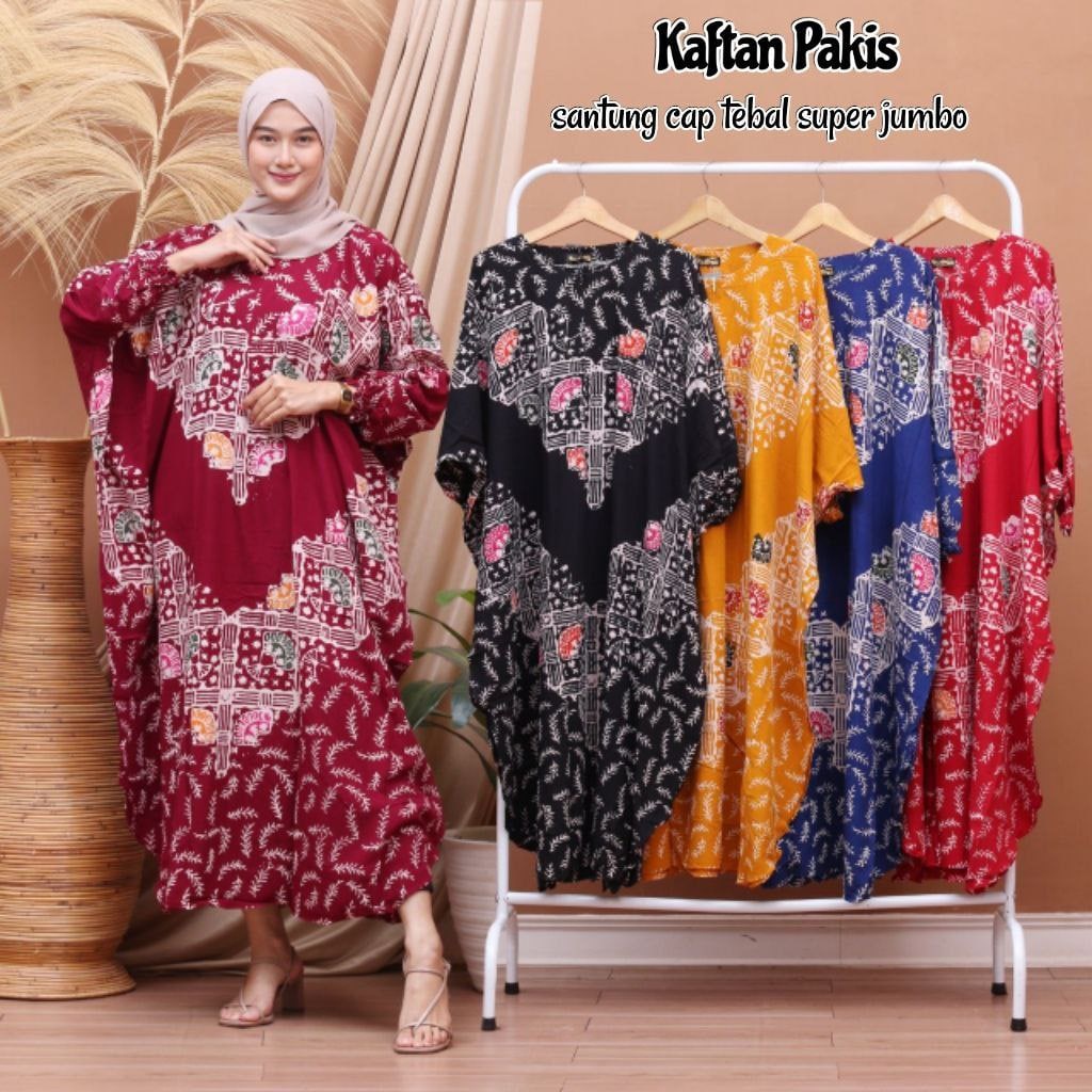 Kaftan Super Jumbo LD 150 Hitam Putih Elegan Rayon Premium Candi Mekar Tebal Kaftan Batik Cap Asli Kaftan Busui Resleting Depan Fashion Wanita Muslim Viral TERMURAH BiSA COD / BAYAR DITEMPAT MOTIF ABSTRAK BY BATIK SULMIT