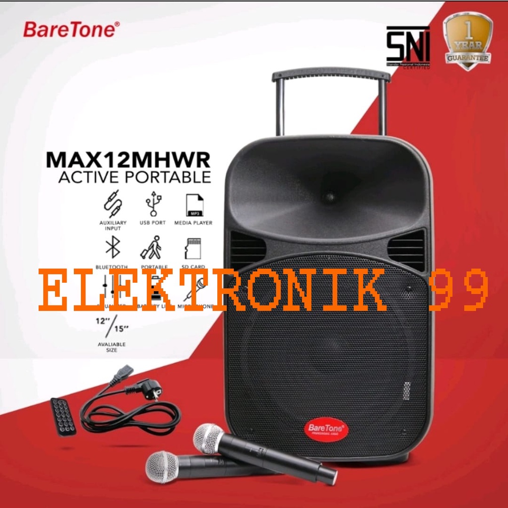 BARETONE SPEAKER PORTABLE  MAX12MHWR-12 INCH SPEAKER BARETONE MAX12MHWR ORIGINAL