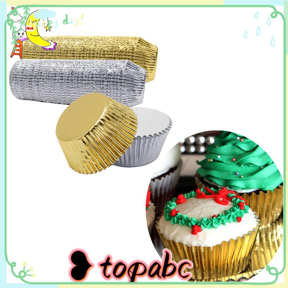 Top 100pcs Aluminium Foil Cake Cup Gold/Silver Alat Dekorasi Kue Alat Bantu Alat Ekstra Dapur Perlengkapan Pesta Kertas Pembungkus