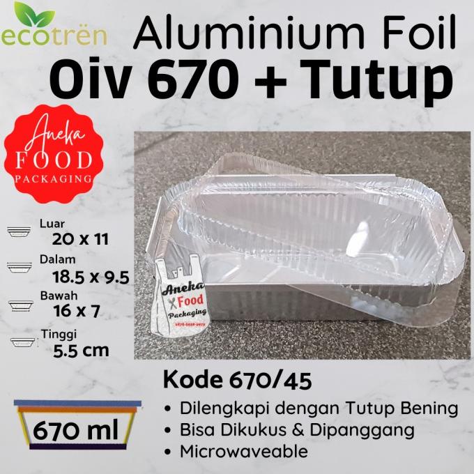 Wadah/cup aluminium foil kotak Oiv 670 + tutup