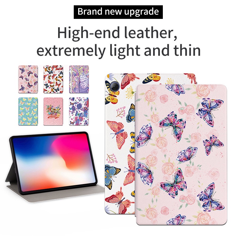 Untuk Huawei MatePad 10.4 SE (2022) AGS5-L09 AGS5-W09 Mate Pad SE Casing 10.4-inci Fashion Fancy Color Butterfly Tablet Protection Case Flip Book Stand PU Leather Cover