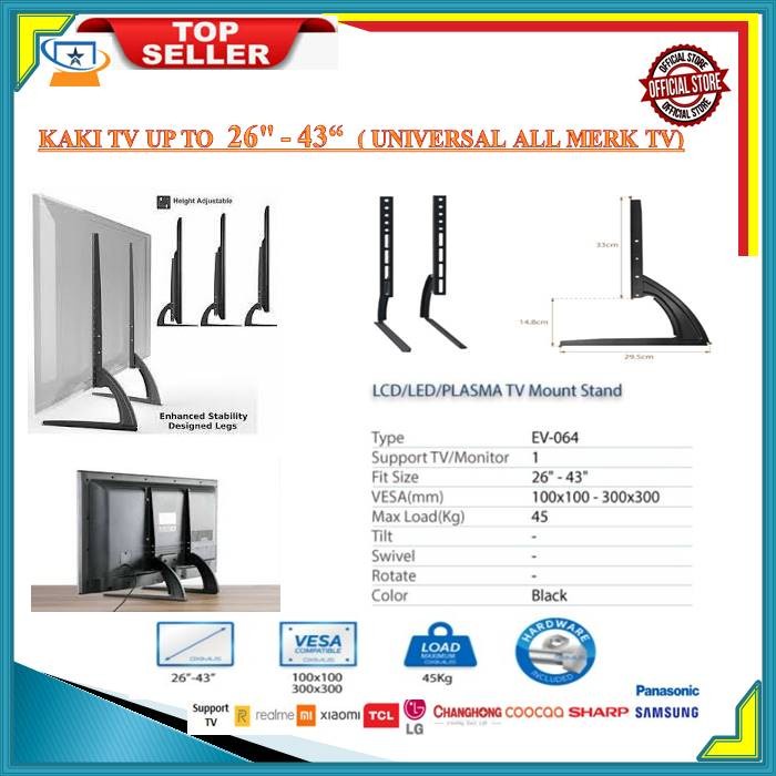 BRACKET KAKI TV STAND LED LCD MONITOR 24"-65 INCH ALL MERK UNIVERSAL