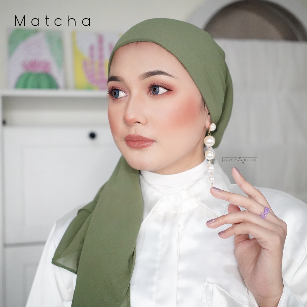 Dima Instant Pashmina Inner - Alawiyahijab Ceruty Babydoll (Hijab Instan 2IN1 Anti Pusing) 185cm X 75cm