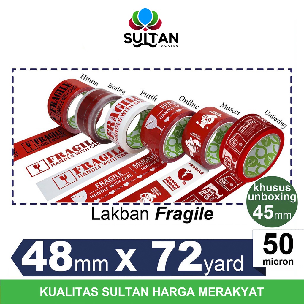 

Lakban FRAGILE 48mm Plakban Isolasi PREMIUM TERMURAH /SATUAN