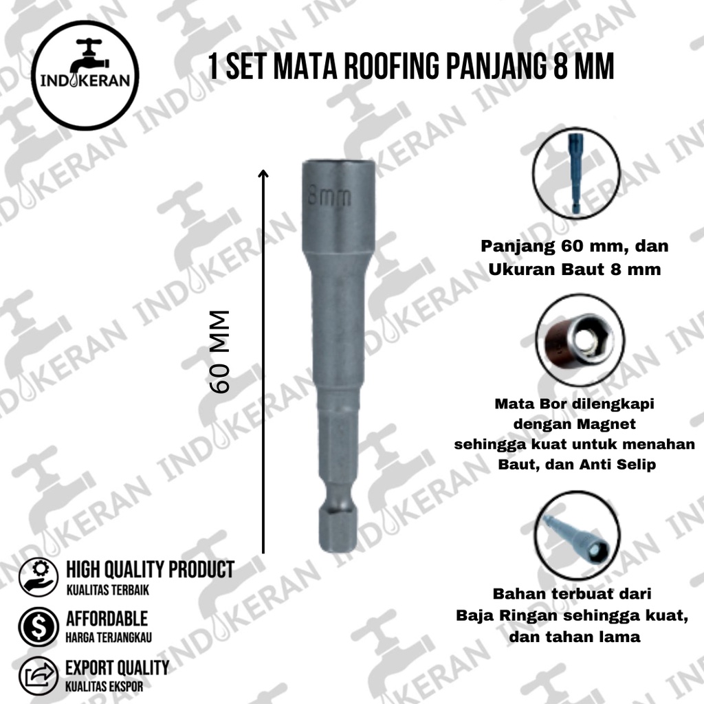 INDOKERAN - 1 Set Mata Obeng Roofing Panjang 8 MM - High Quality