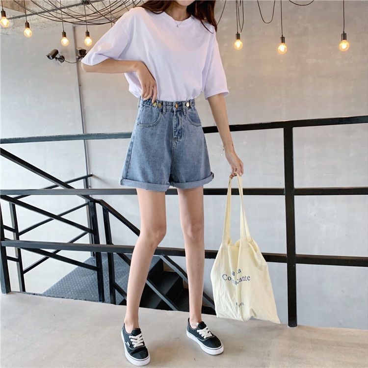 celana jeans pendek wanita korean style highwaist dewasa kulot jeans jumbo kekinian hot pants 2023