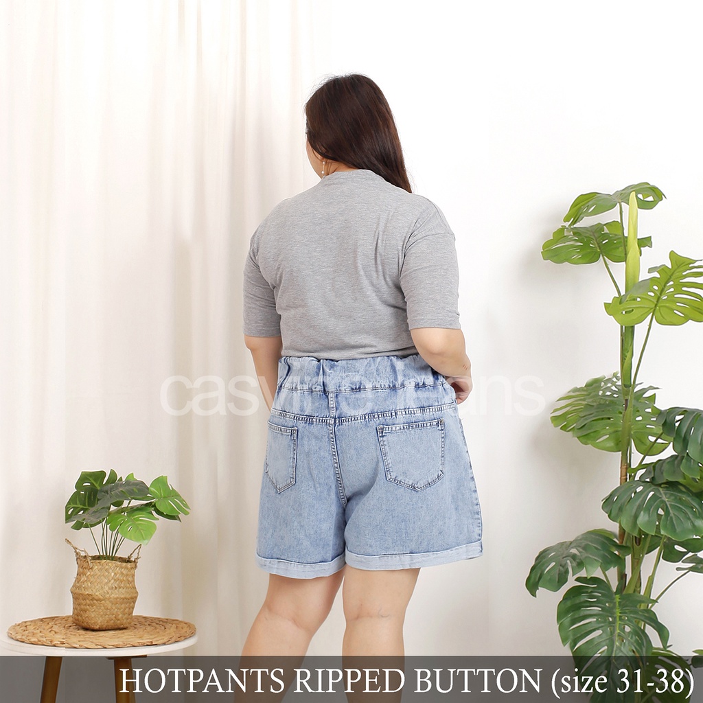 Celana Pendek Wanita Hotpants Non Stretch Sobek Ripped Destroy Bigsize Jumbo Mom Jeans