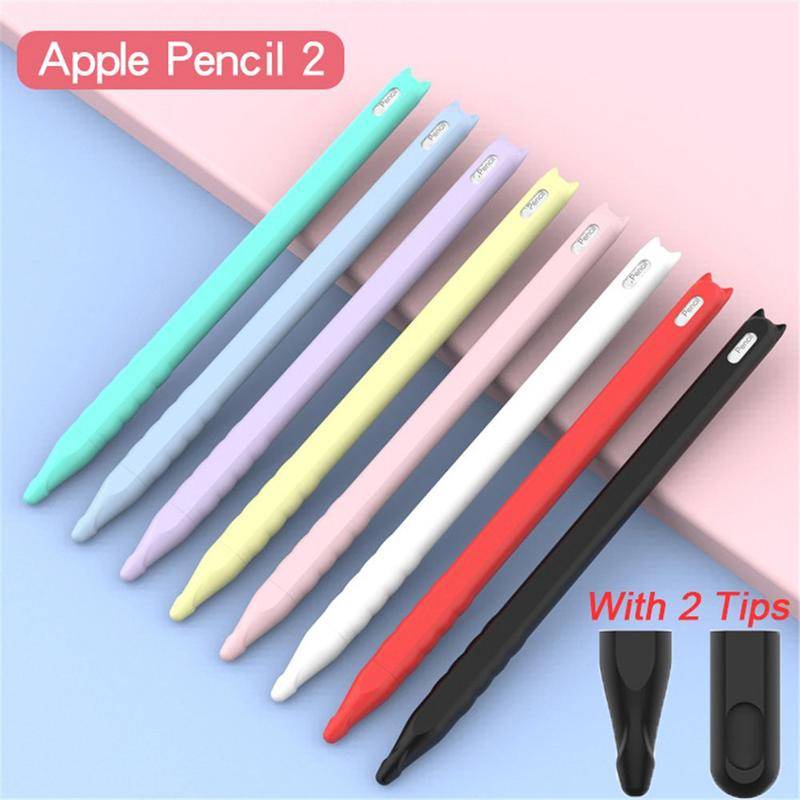 Kantong Pelindung Silikon Telinga Kucing Lucu Anti Lecet Cap Holder Cover Pelindung case Kulit Untuk Apple Pensil2