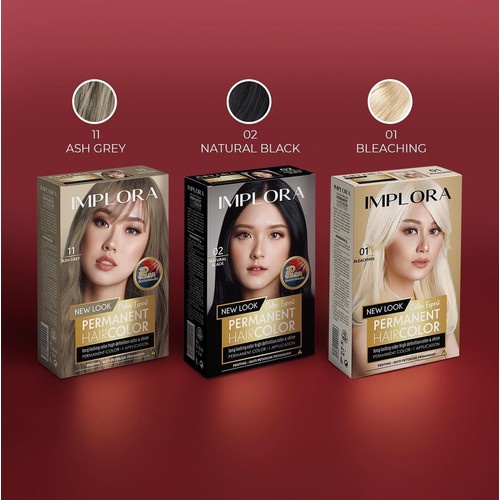 IMPLORA New Look Permanent Hair Color | Cat Rambut Perwarna Bleaching Warna Alami