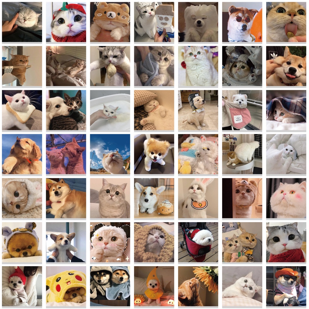 100pcs/pack Stiker Lucu Kucing Anjing Peliharaan Lucu Tahan Air Koper Hias Laptop Scrapbook Sticker