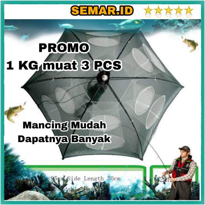 Jaring Pancing Payung Lipat Kelambu Perangkap Jebakan Ikan Kepiting Udang Lubang Sampai 20 Hexagonal