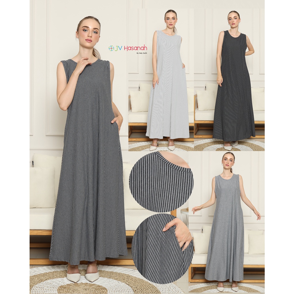 Gamis Kensy Salur Kecil dan Besar - JV Hasanah Sheilla Stripes Dress
