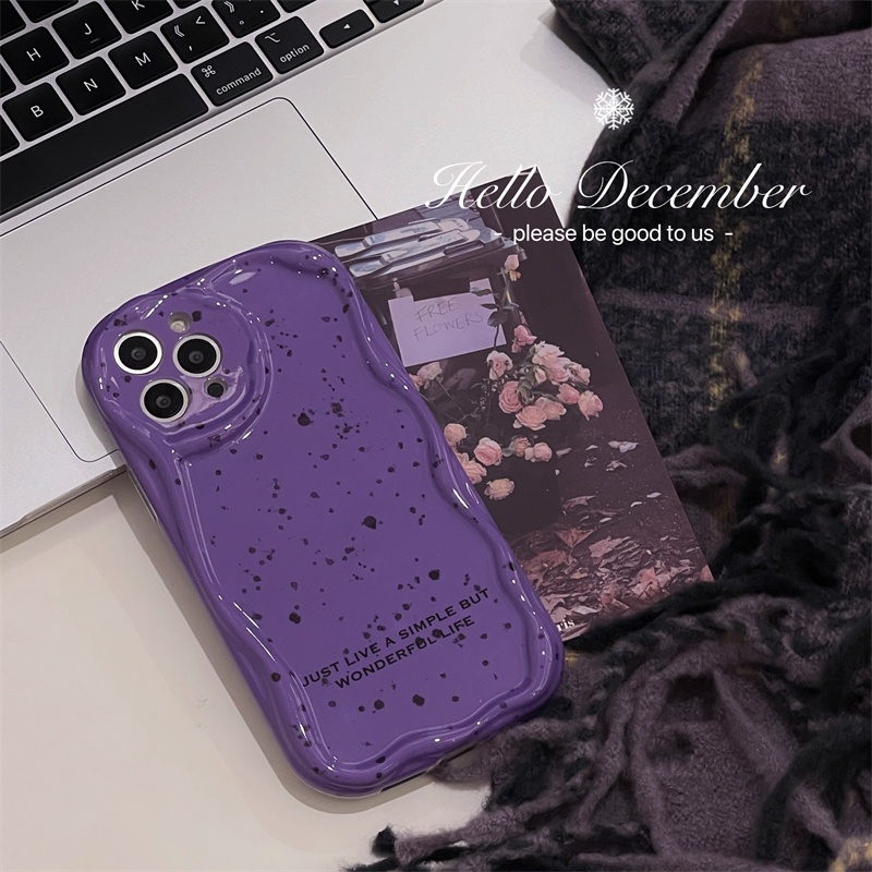 IPHONE Casing Ponsel Desain Bercak Ungu Canggih Untuk Iphone14 13 12 11 Pro Max 14Plus Lucu Wol Tempat Topi Drop Proof Casing