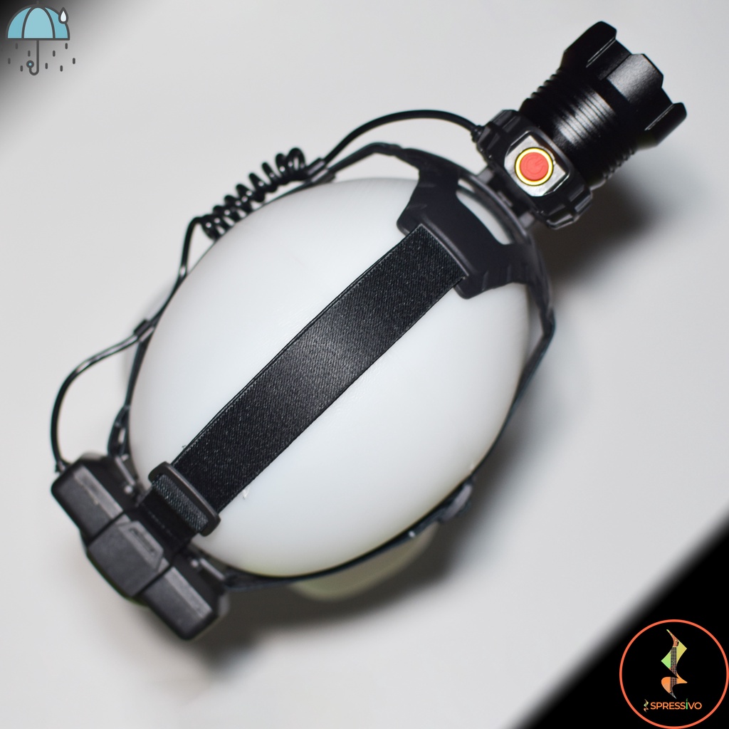 Senter kepala headlamp XHP-90 3-mode &amp; zoom camping outdoor USB charge