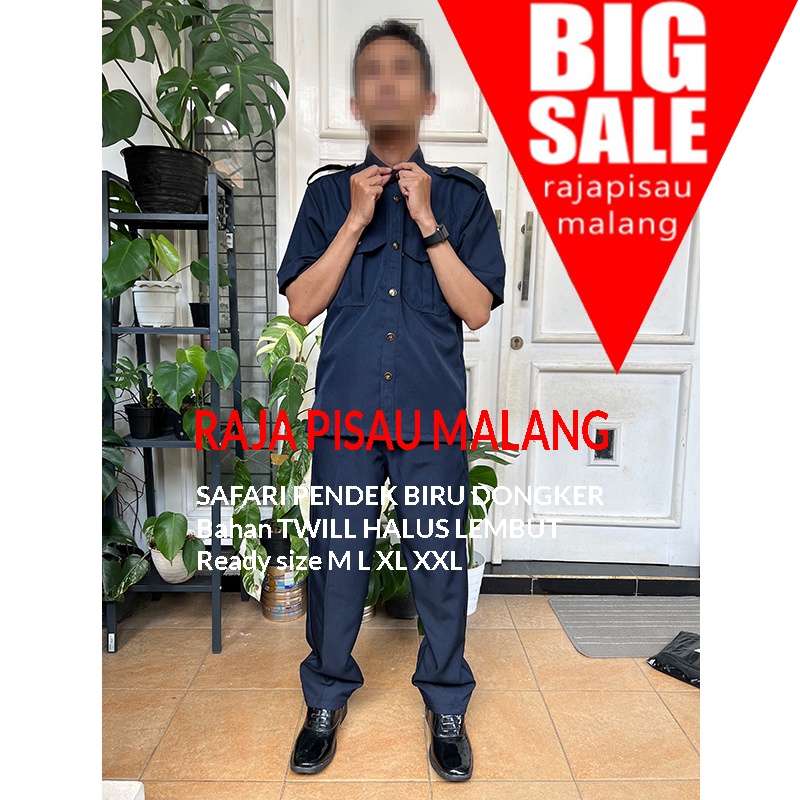 Seragam Secuirity Seragam safari Baju Safari Setelan Safari - Hitam Pendek, S