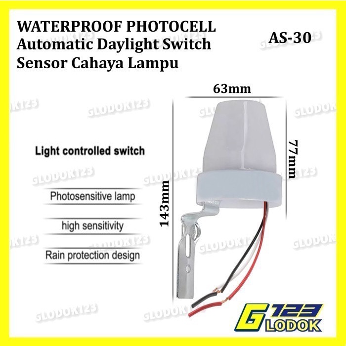 Saklar Sensor Cahaya Lampu Jalan Otomatis Anti Air Outdoor 220V 10A
