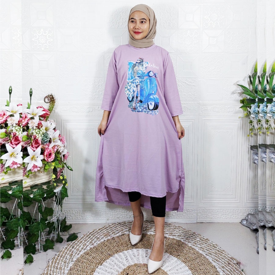 DRESS JUMBO LALA LOVE LONG TUNIK WANITA CANTIK ELEGANT DM OVERSIZE GL FASHION