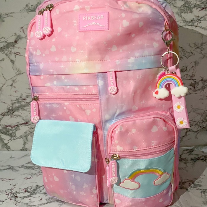 Tas Ransel Anak SD SMP (Tas Sekolah Anak Perempuan) Motif Galaxy - Pink