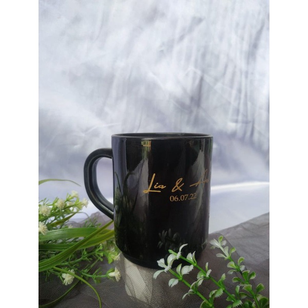 souvenir mug speed hitam sablon 2 sisi