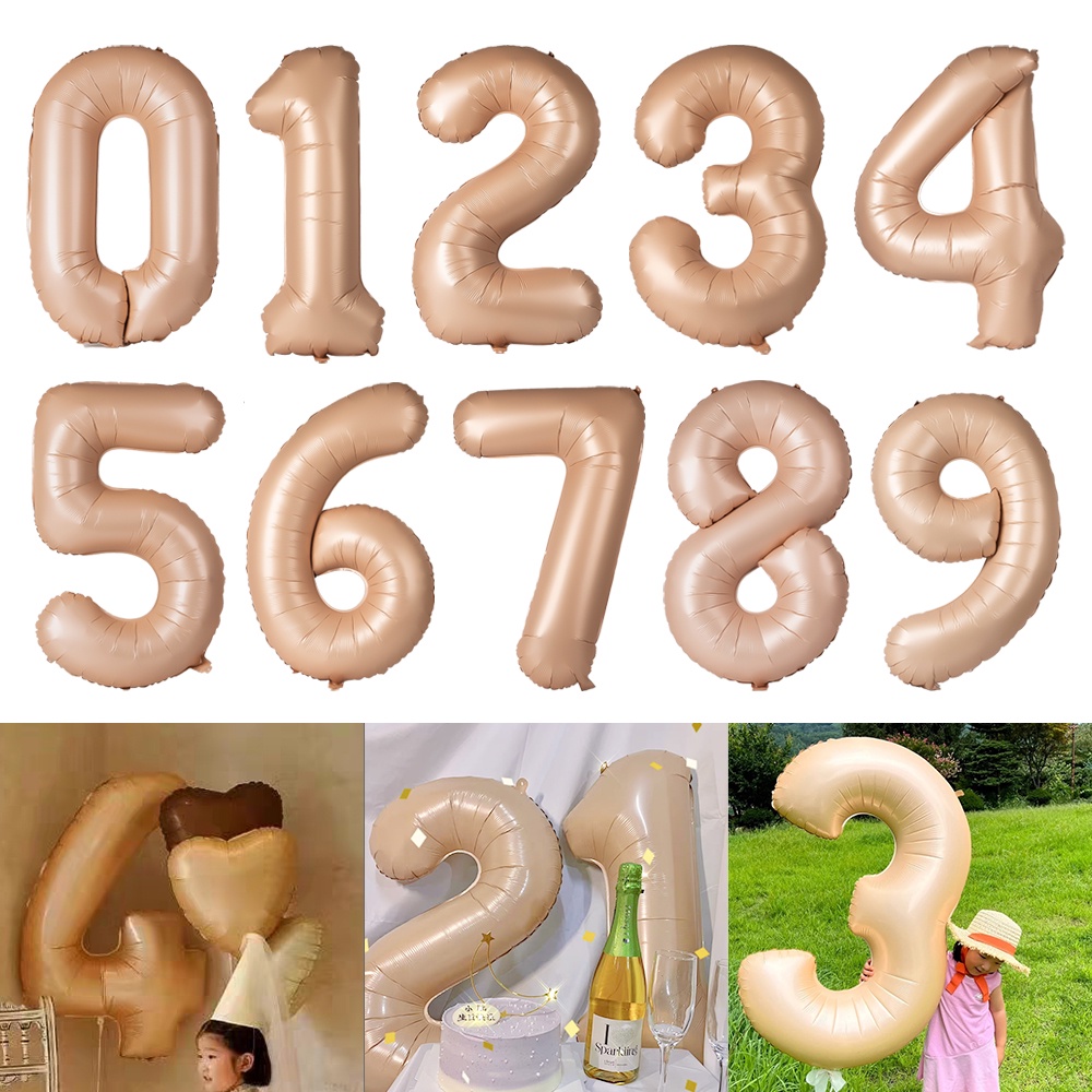 40 Inch Gadis Anak Dewasa Happy Birthday Party Caramel Colour Number Balloon/Pernikahan Tahun Baru Pesta Dekorasi DIY Hadiah Pasokan Balon Digital