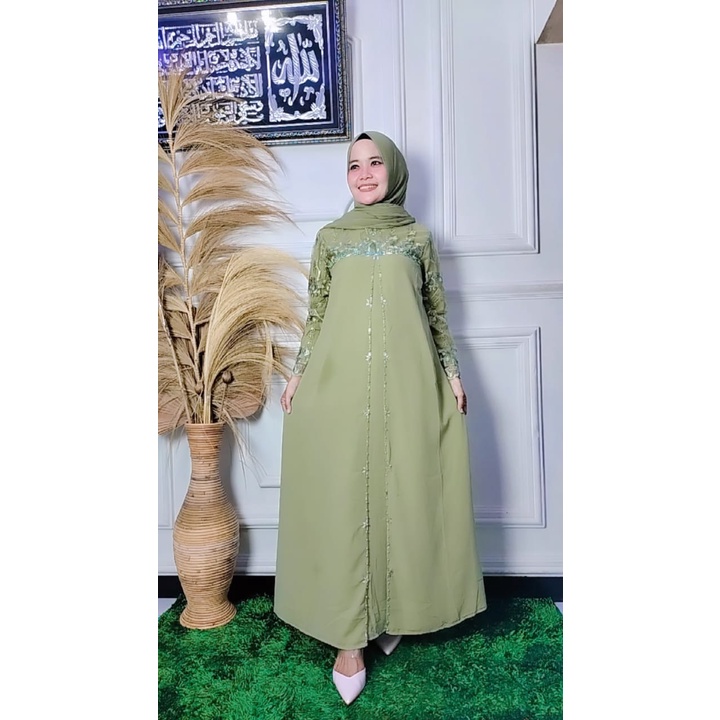 (COD)Dress Ashanty mix seruty baby doll ,GAMIS BROKAT ,KEBAYA BARU ,GAMIS PESTA MEWAH