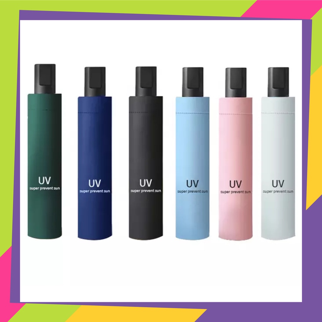 1845D1 / Payung lipat anti sinar matahari UV / Payung lipat UV warna polos estetik