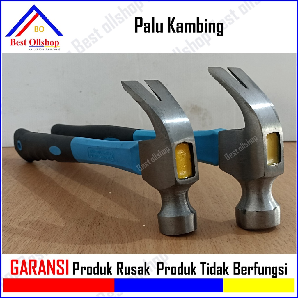 Palu Besi Kambing Claw Hammer Gagang Fiber Cungkil Cabut Paku Kecil 12 Oz
