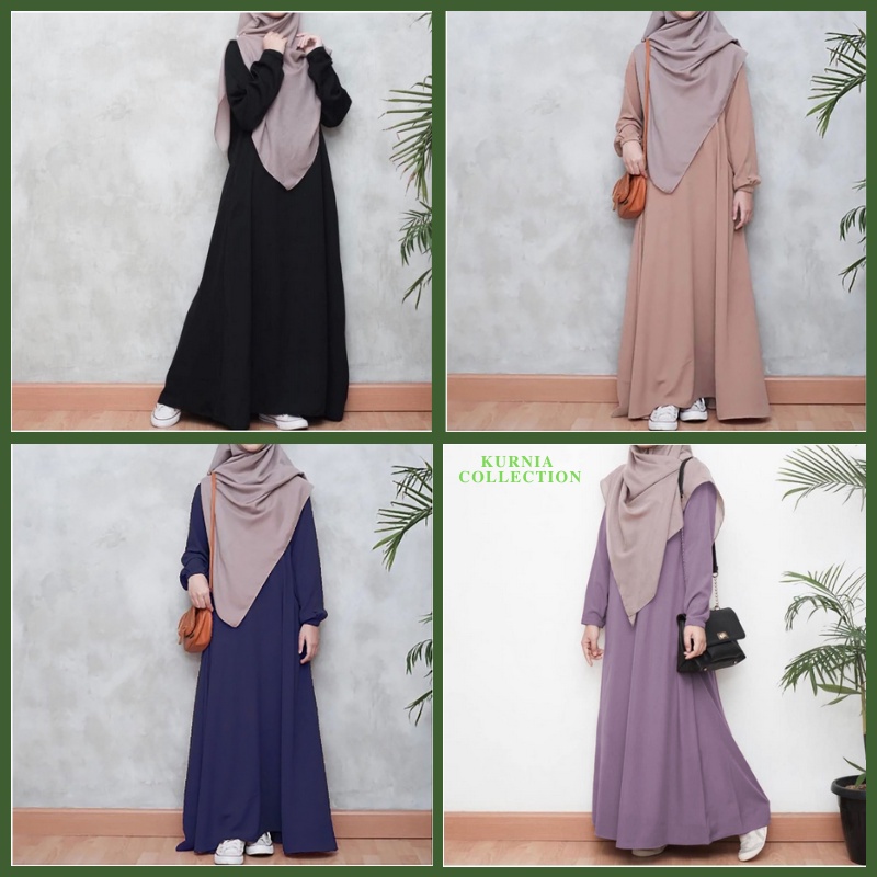 Baju Gamis Polos Wolfis Hitam Jumbo