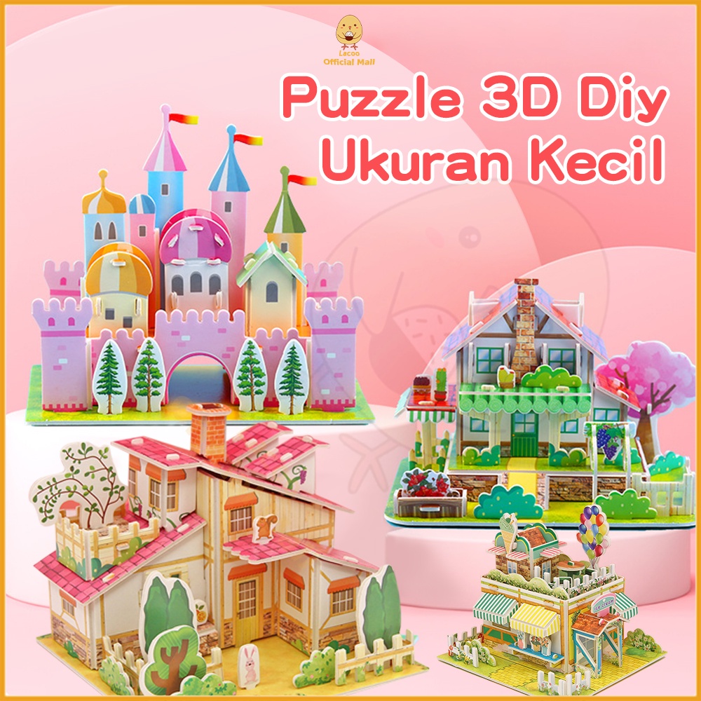 Poney 3D puzzle diy Mainan edukasi puzzle 3d anak Miniatur diy rumah bahan foam