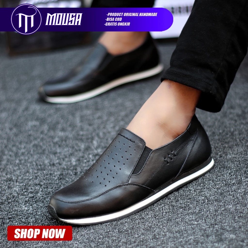 Sepatu Sneakers Pria Casual Kulit Asli Mousa Broli