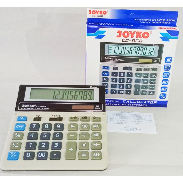 

BERMUTU [ ECER ] Kalkulator 12 Digits Joyko CC-868