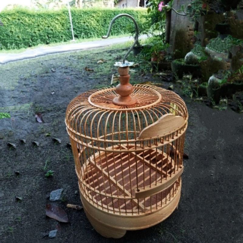 Sangkar perkutut mini full bambu diameter 25 cm