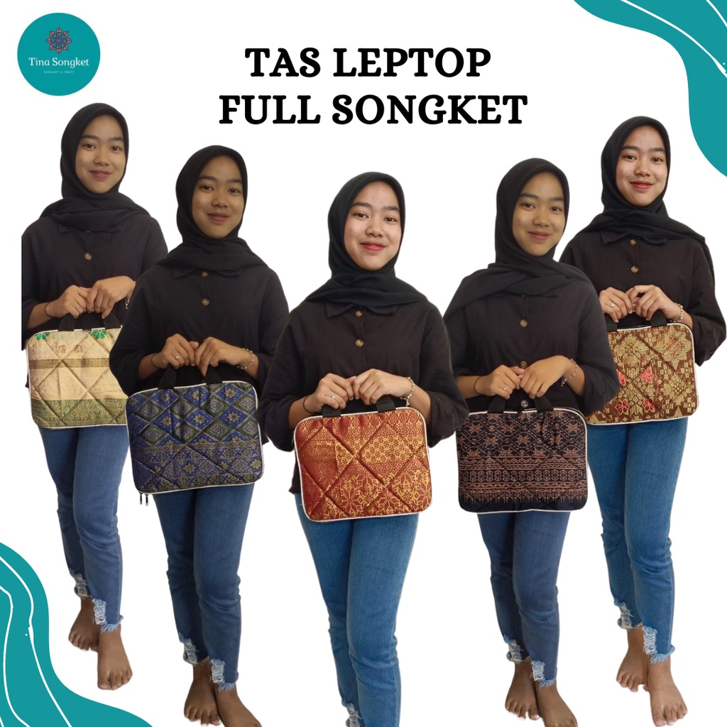 Tas Leptop Full Songket Khas Palembang - Tino Songket