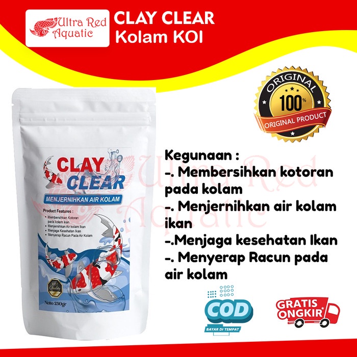 Clay Clear Putih Penjernih Kolam Koi 250Gram Calcium Montmorillonite