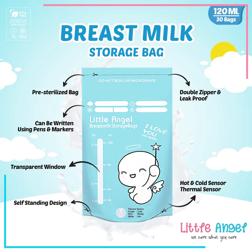 KANTONG ASI SUSU BAYI 120ml BABY BREAST MILK Storage Bag Sensor Thermal ASIP  30pcs