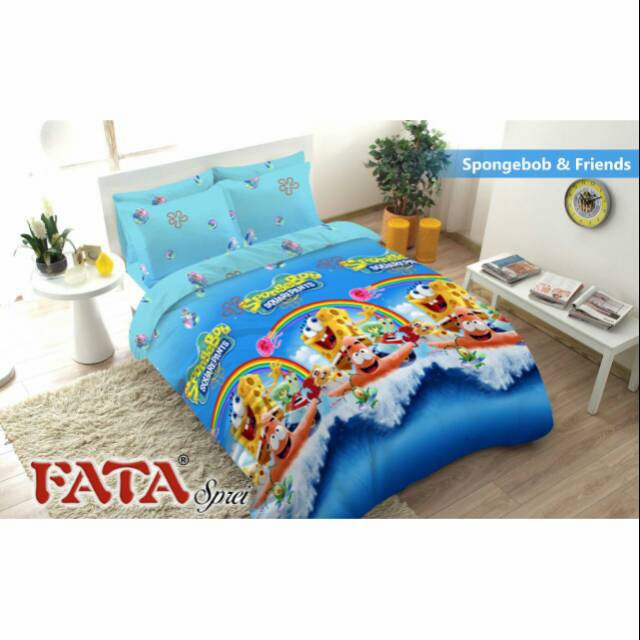 Sprei Fata 120x200 Single Terlaris motif Spongebob & Friend {Property Off Liliy Grosir Sprei