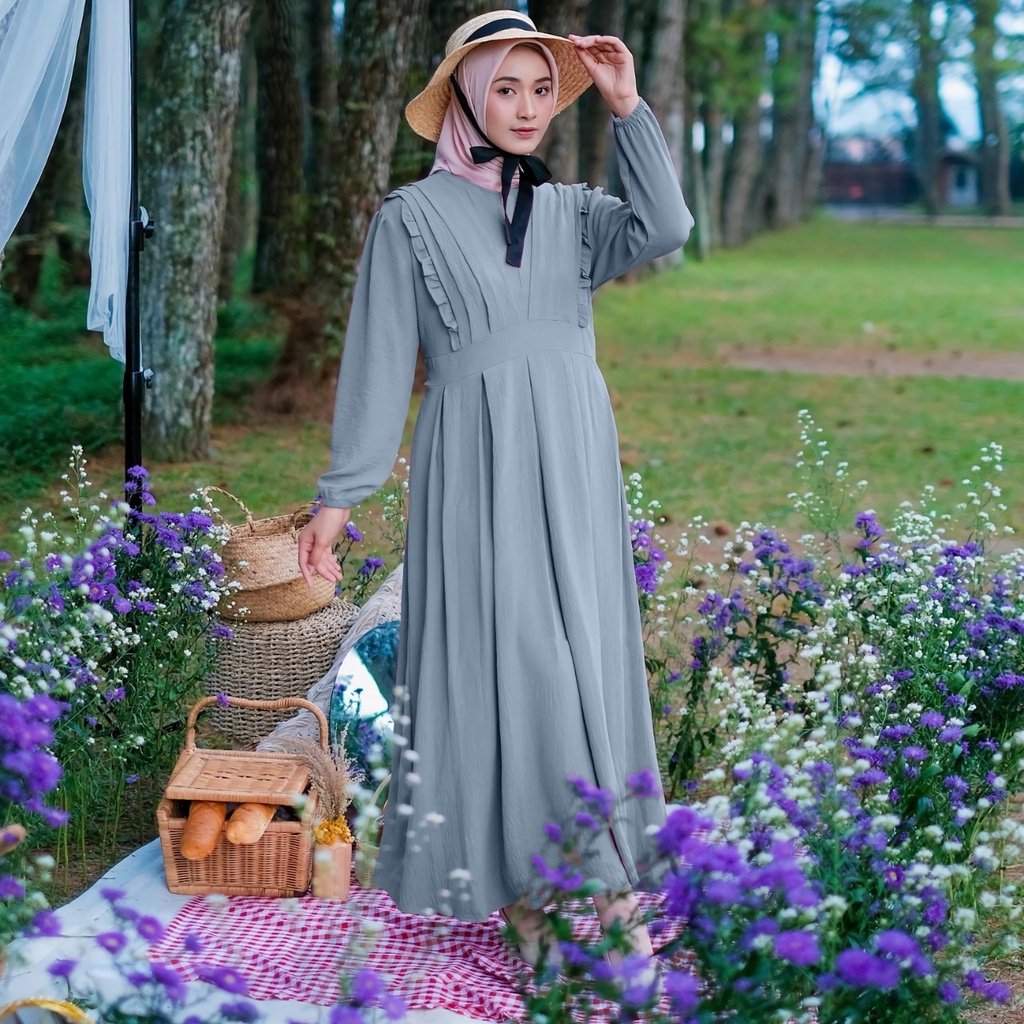 Gamis maxy Zeanez Crincle Airflow Demore 2 Ukuran L&amp;XXL
